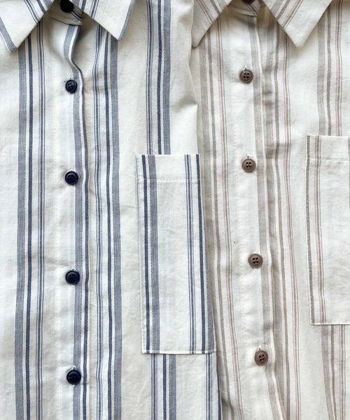 El mar（エルマール）の「El mar(エルマール) ストライプシャツ（シャツ/ブラウス・レディース・ブルー/ベージュ・ONE SIZE）」の11枚目の写真