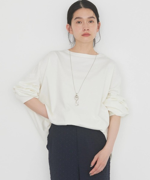 AMERICAN HOLIC（アメリカンホリック）の「ミニ裏毛袖ボリュームカットチュニック（チュニック・レディース・オフホワイト/イエロー/ブルー/ダークネイビー/その他9・M/L）」の2枚目の写真