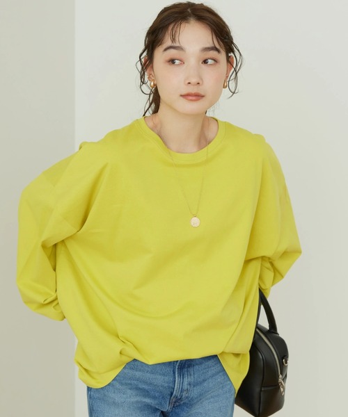 AMERICAN HOLIC（アメリカンホリック）の「ミニ裏毛袖ボリュームカットチュニック（チュニック・レディース・オフホワイト/イエロー/ブルー/ダークネイビー/その他9・M/L）」の4枚目の写真