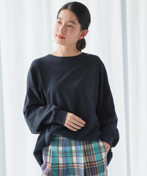 AMERICAN HOLIC（アメリカンホリック）の「ミニ裏毛袖ボリュームカットチュニック（チュニック・レディース・オフホワイト/イエロー/ブルー/ダークネイビー/その他9・M/L）」の3枚目の写真