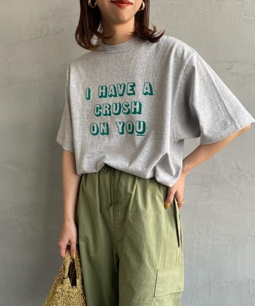 AMERICANA（アメリカーナ）の「[Americana/アメリカーナ] ラフィー天竺 ロゴプリントTシャツ（Tシャツ/カットソー・レディース・ネイビー/グレー/キナリ・ONE SIZE）」の3枚目の写真