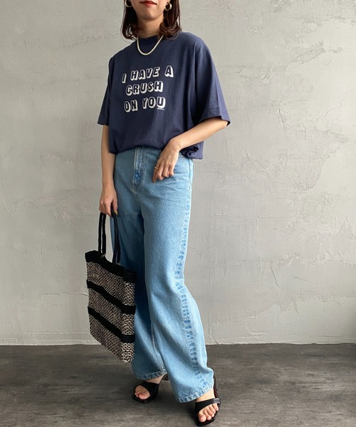 AMERICANA（アメリカーナ）の「[Americana/アメリカーナ] ラフィー天竺 ロゴプリントTシャツ（Tシャツ/カットソー・レディース・ネイビー/グレー/キナリ・ONE SIZE）」の19枚目の写真