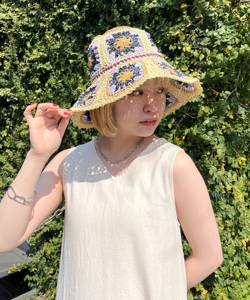 CIAOPANIC（チャオパニック）の「サマークロシェハット（ハット・レディース・ピンク/ベージュ・FREE）」の4枚目の写真