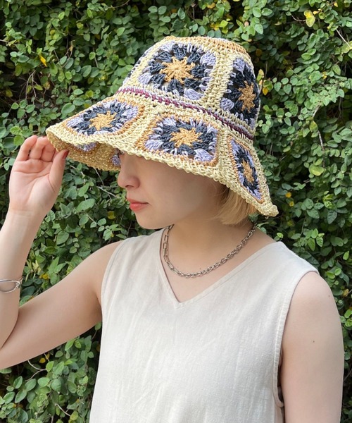 CIAOPANIC（チャオパニック）の「サマークロシェハット（ハット・レディース・ピンク/ベージュ・FREE）」の7枚目の写真