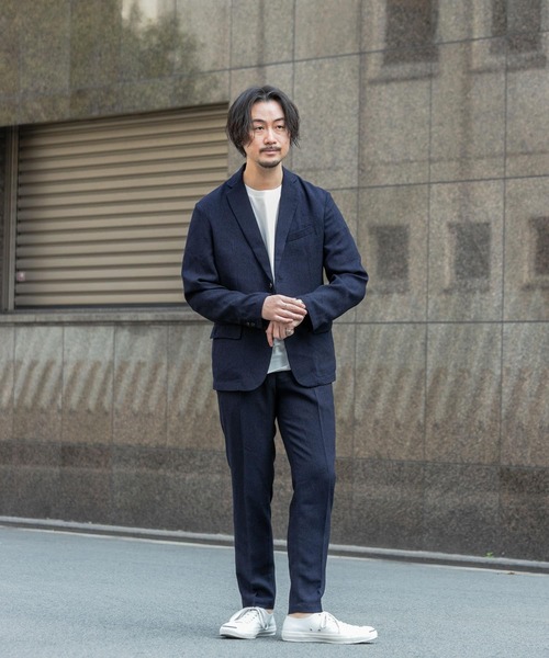 URBAN RESEARCH ROSSO MEN（アーバンリサーチロッソメン）の「『XLサイズあり』『セットアップ対応』サマーツイードテーパードパンツ（スーツパンツ・メンズ・ネイビー/ブラック・MEDIUM/LARGE/X-LARGE）」の6枚目の写真