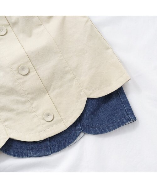 apres les cours（アプレレクール）の「フリル2WAYスカラップジャンパースカート（ジャンパースカート・キッズ・アイボリー/インディゴブルー・80/140/110/100/90/130/120）」の5枚目の写真