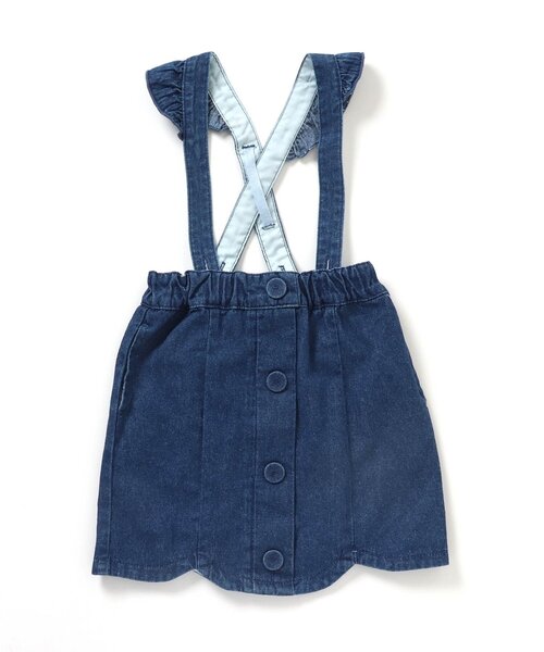 apres les cours（アプレレクール）の「フリル2WAYスカラップジャンパースカート（ジャンパースカート・キッズ・アイボリー/インディゴブルー・80/140/110/100/90/130/120）」の6枚目の写真