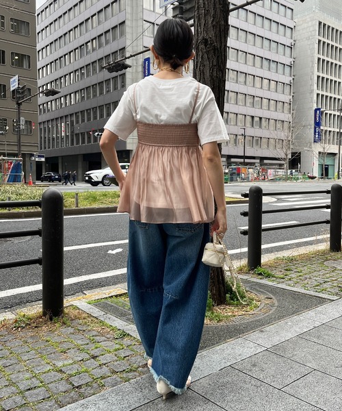 DouDou(ドゥドゥ)の「オーガンジーキャミ(キャミソール・レディース・ブラック/グレー/ピンクベージュ・FREE)」の5枚目の写真