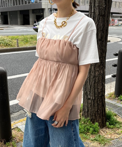 DouDou(ドゥドゥ)の「オーガンジーキャミ(キャミソール・レディース・ブラック/グレー/ピンクベージュ・FREE)」の18枚目の写真