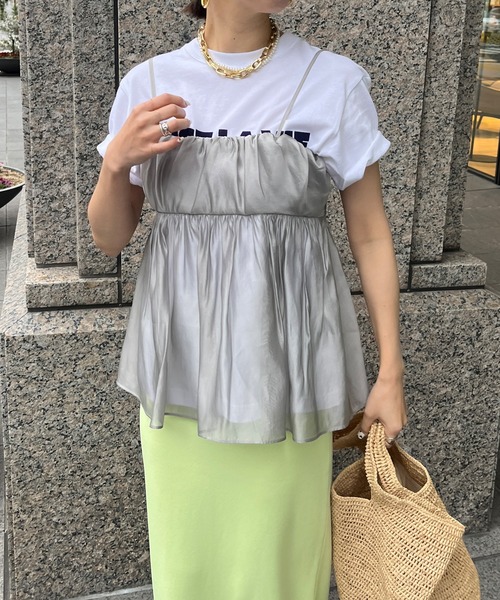 DouDou(ドゥドゥ)の「オーガンジーキャミ(キャミソール・レディース・ブラック/グレー/ピンクベージュ・FREE)」の19枚目の写真