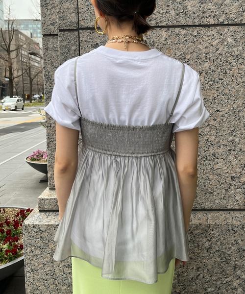 DouDou(ドゥドゥ)の「オーガンジーキャミ(キャミソール・レディース・ブラック/グレー/ピンクベージュ・FREE)」の7枚目の写真