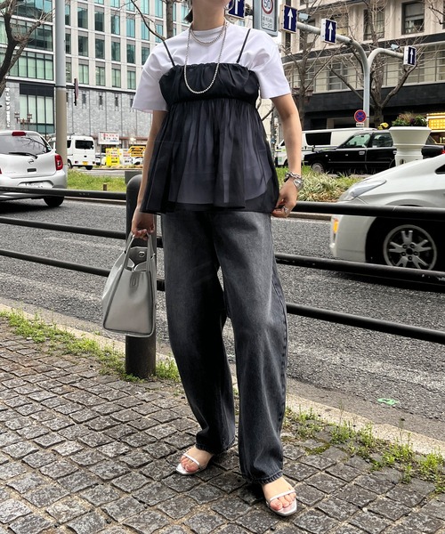 DouDou(ドゥドゥ)の「オーガンジーキャミ(キャミソール・レディース・ブラック/グレー/ピンクベージュ・FREE)」の22枚目の写真