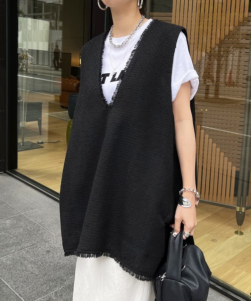 訳あり DouDou（ドゥドゥ）の「NEWツイード深Vベスト（ベスト）」 - WEAR トップス