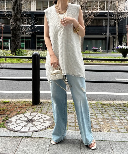 doudou ツイード深Vベスト DouDou（ドゥドゥ）の「NEWツイード深Vベスト（ベスト）」 - WEAR