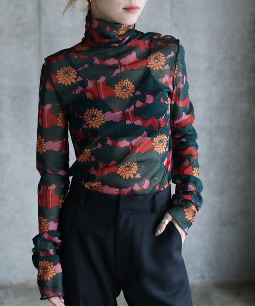 G.V.G.V. フローラルストレッチチュール ロングスリーブトップス G.V.G.V. フローラルストレッチチュール ロングスリーブトップス