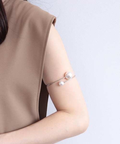 セール】パールメタルアームレット（バングル/リストバンド）｜Three  