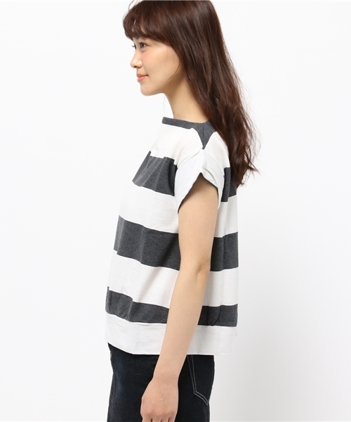 mystic(ミスティック)の「【Omekashi】太ボーダーボートネックプルオーハ(Tシャツ/カットソー・レディース・チャコールグレー/ネイビー・フリ-)」の8枚目の写真