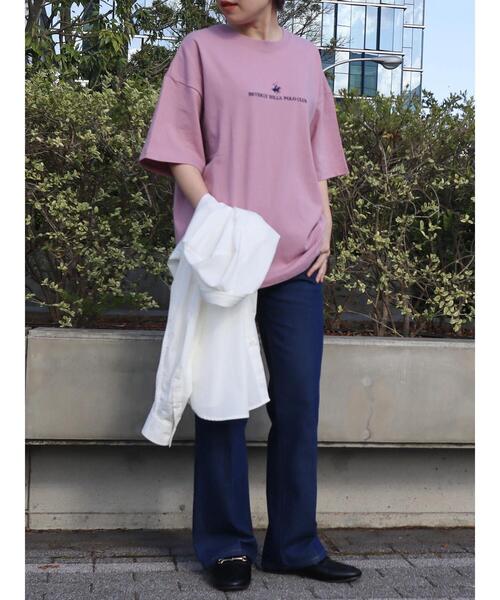 BEVERLY HILLS POLO CLUB（ビバリーヒルズポロクラブ）の「B.H POLO CLUB フロントロゴ刺繍 TEE（Tシャツ/カットソー・レディース・ブラック/オフホワイト/ピンク・FREE）」の4枚目の写真
