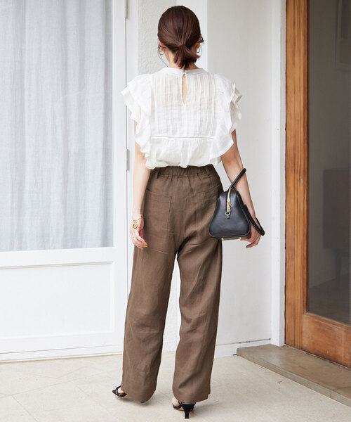 SLOBE IENA リネン混ストレートパンツ　38 SLOBE IENA（スローブイエナ）の「リネンストレートパンツ
