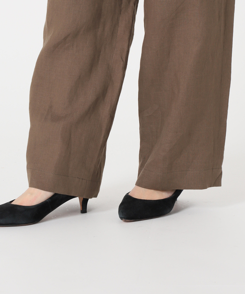新品　SLOBE IENA スローブイエナ リネンストレートパンツ カーキ 36 SLOBE IENA（スローブイエナ）の「リネンストレートパンツ