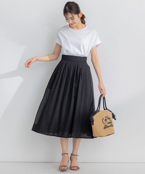組曲（クミキョク）の「【汗ジミ防止・撥水】GIZAプレーティング天竺フレンチスリーブ カットソー（Tシャツ/カットソー・レディース・アイボリー系/ピンク系/スカイブルー系/ブラック系・2）」の15枚目の写真