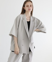 LILL | ドレープリラクシングビッグシルエット5分袖テーラードシャツ(シャツ/ブラウス)