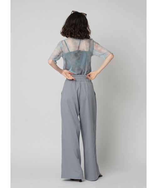 【全4色】レースアップ半袖カットソー　アイボリー ベージュ スカイブルー ブラック【strap-h25071001top】( mja )(250714)シ シアートップス / 半袖（Tシャツ/カットソー）｜Adoon plain