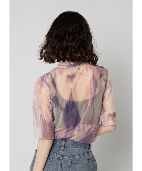 Adoon plain（アドーンプレーン）の「シアートップス / 半袖（Tシャツ/カットソー・レディース・ライトブルー/ブラック系その他/ライトパープル/ブラック・FREE）」の15枚目の写真