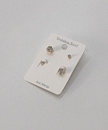 【金属アレルギー対応】 キュービック ジルコニア ピアス セット / サージカルステンレス 316L