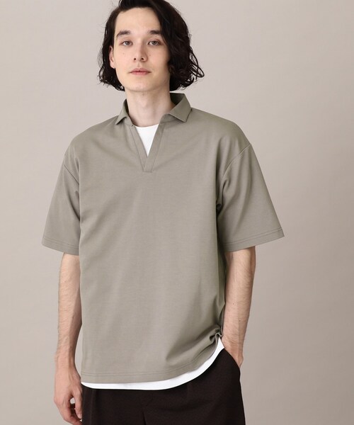 THE SHOP TK （ザ ショップ ティーケー ）の「◆【毛羽立ちにくい】スムーススキッパーポロシャツ（ポロシャツ・メンズ・ブルー/オフホワイト/ベージュ/ネイビー・04/03/02）」の3枚目の写真