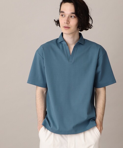 THE SHOP TK （ザ ショップ ティーケー ）の「◆【毛羽立ちにくい】スムーススキッパーポロシャツ（ポロシャツ・メンズ・ブルー/オフホワイト/ベージュ/ネイビー・04/03/02）」の4枚目の写真