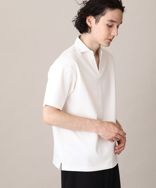 THE SHOP TK （ザ ショップ ティーケー ）の「◆【毛羽立ちにくい】スムーススキッパーポロシャツ（ポロシャツ・メンズ・ブルー/オフホワイト/ベージュ/ネイビー・04/03/02）」の5枚目の写真