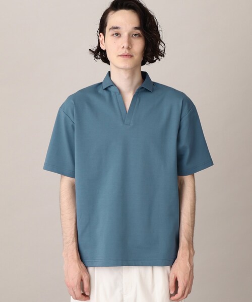 THE SHOP TK （ザ ショップ ティーケー ）の「◆【毛羽立ちにくい】スムーススキッパーポロシャツ（ポロシャツ・メンズ・ブルー/オフホワイト/ベージュ/ネイビー・04/03/02）」の12枚目の写真