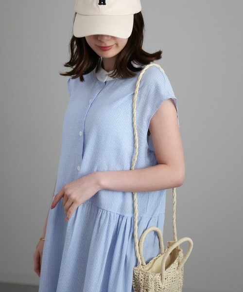 sakishimatokyo(サキシマトーキョー)の「クレリックシャツワンピース/バッグリボンティアードワンピース(シャツワンピース・レディース・ブルー/グレー/グリーン・FREE)」の16枚目の写真