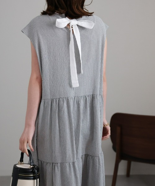 sakishimatokyo(サキシマトーキョー)の「クレリックシャツワンピース/バッグリボンティアードワンピース(シャツワンピース・レディース・ブルー/グレー/グリーン・FREE)」の13枚目の写真