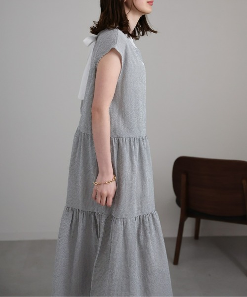 sakishimatokyo(サキシマトーキョー)の「クレリックシャツワンピース/バッグリボンティアードワンピース(シャツワンピース・レディース・ブルー/グレー/グリーン・FREE)」の17枚目の写真
