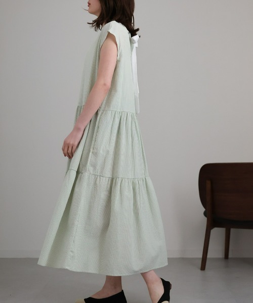 sakishimatokyo(サキシマトーキョー)の「クレリックシャツワンピース/バッグリボンティアードワンピース(シャツワンピース・レディース・ブルー/グレー/グリーン・FREE)」の22枚目の写真