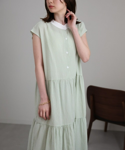 sakishimatokyo(サキシマトーキョー)の「クレリックシャツワンピース/バッグリボンティアードワンピース(シャツワンピース・レディース・ブルー/グレー/グリーン・FREE)」の18枚目の写真