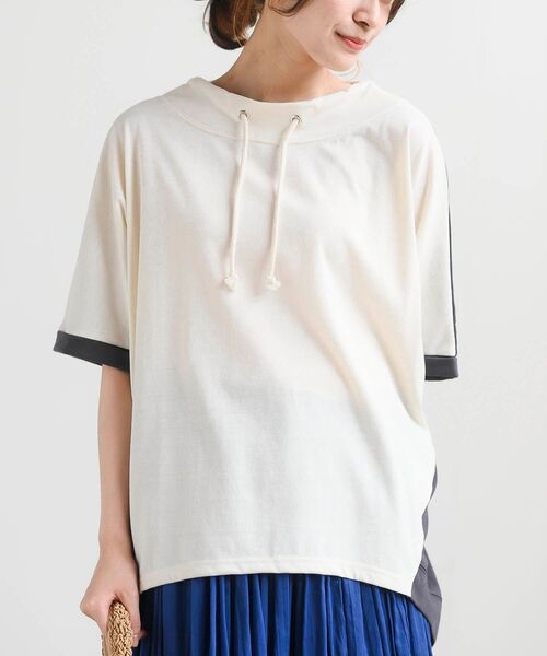 rps(アールピーエス)の「天竺配色ルーズハイネックドルマンプルオーバー(Tシャツ/カットソー・レディース・チャコールグレー/アイボリー/カーキ・フリー)」の8枚目の写真
