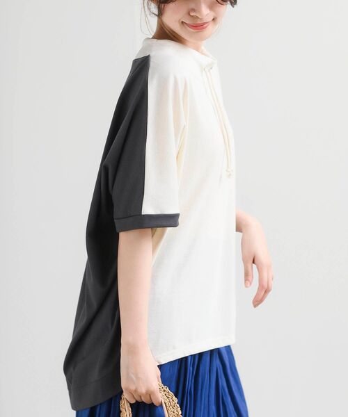 rps(アールピーエス)の「天竺配色ルーズハイネックドルマンプルオーバー(Tシャツ/カットソー・レディース・チャコールグレー/アイボリー/カーキ・フリー)」の12枚目の写真