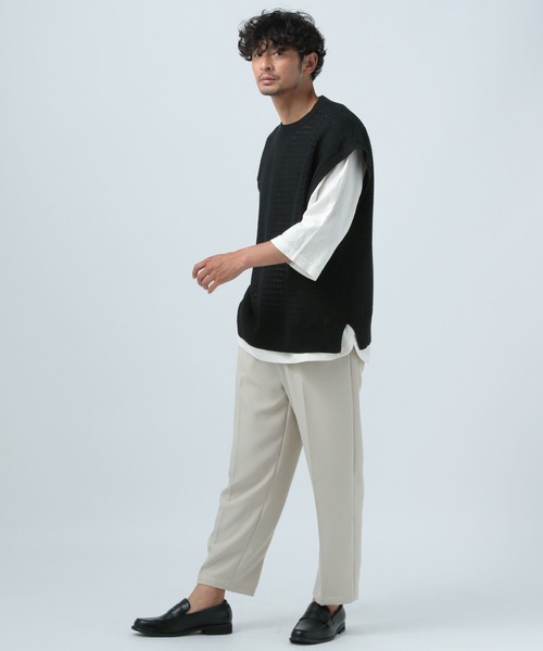 BAYFLOW（ベイフロー）の「シアーニットベスト（ベスト・メンズ・ベージュ/ブラック・FREE）」の5枚目の写真