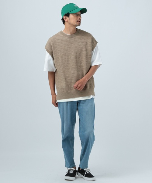 BAYFLOW（ベイフロー）の「シアーニットベスト（ベスト・メンズ・ベージュ/ブラック・FREE）」の3枚目の写真