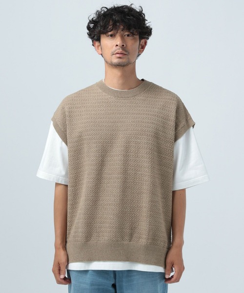 BAYFLOW（ベイフロー）の「シアーニットベスト（ベスト・メンズ・ベージュ/ブラック・FREE）」の7枚目の写真