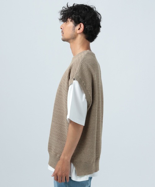 BAYFLOW（ベイフロー）の「シアーニットベスト（ベスト・メンズ・ベージュ/ブラック・FREE）」の9枚目の写真