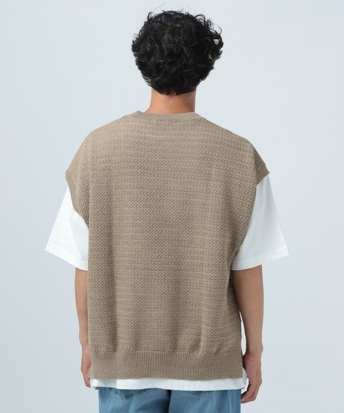 BAYFLOW（ベイフロー）の「シアーニットベスト（ベスト・メンズ・ベージュ/ブラック・FREE）」の10枚目の写真