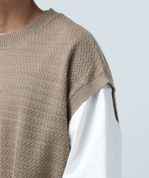 BAYFLOW（ベイフロー）の「シアーニットベスト（ベスト・メンズ・ベージュ/ブラック・FREE）」の11枚目の写真