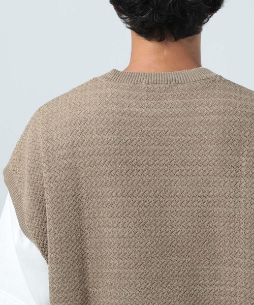 BAYFLOW（ベイフロー）の「シアーニットベスト（ベスト・メンズ・ベージュ/ブラック・FREE）」の6枚目の写真