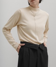 リブセンタープチハイネックトップス