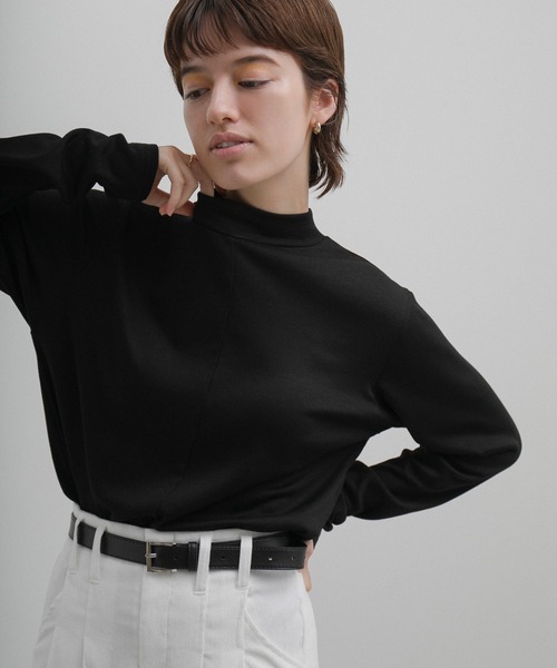 セール】リブセンタープチハイネックトップス（Tシャツ