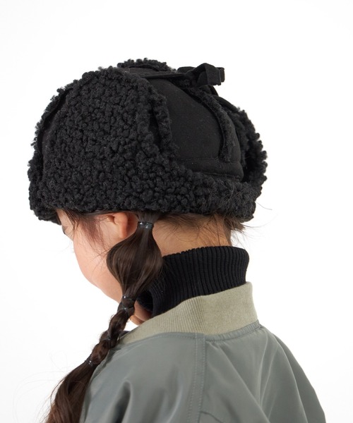 MAKE YOUR DAY（メイクユアデイ）の「ボアパイロットキャップ（キャップ・キッズ・アイボリー/ブラック/ブラウン/ベージュ・56/52/50/54）」の5枚目の写真